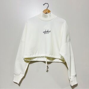 Adidas Cropped Sweatshirt Cream White Women’s Medium Athleisure Activewear Sport
